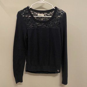 Abercrombie & Fitch Navy Floral Lace Sweater